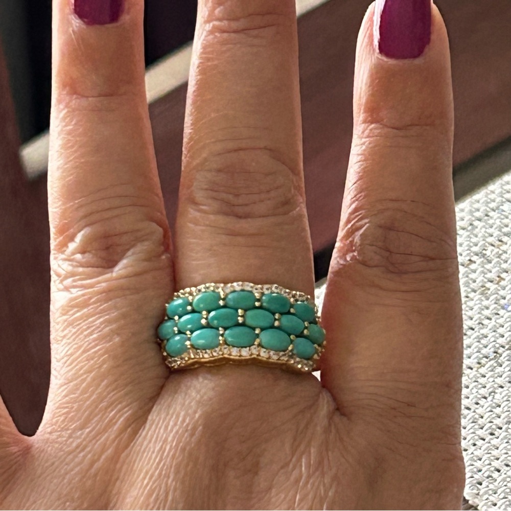 Sleepy beauty turquoise cabochon 14k Gold ring size 10 - Picture 12 of 16